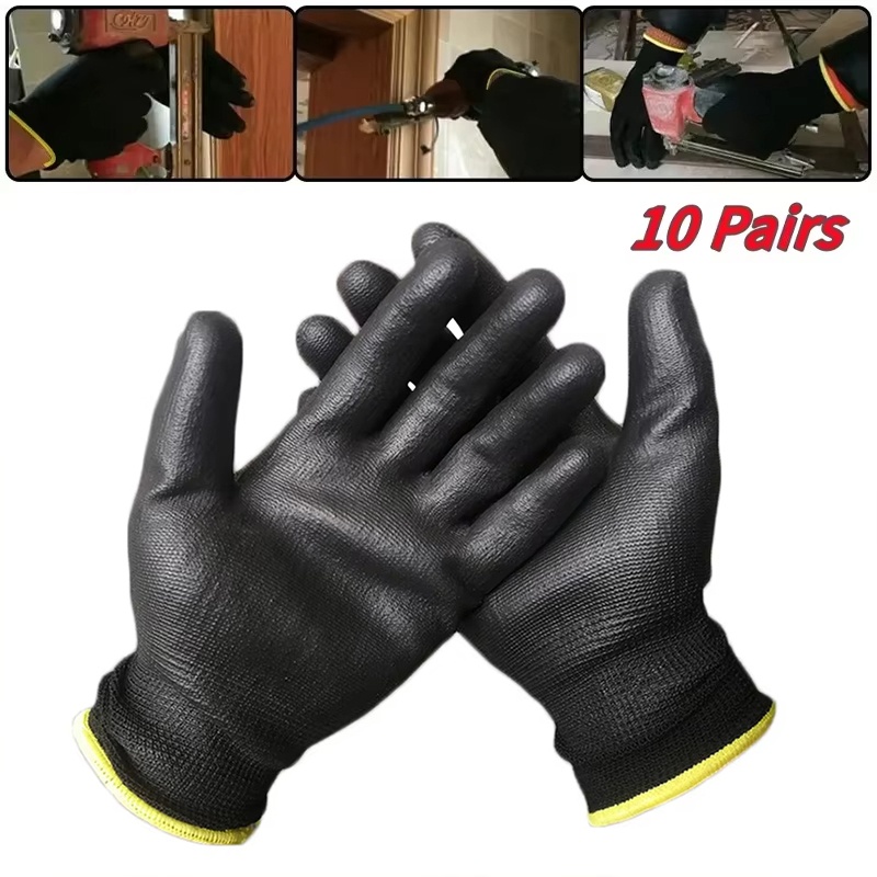 Gardening Tools Gloves - 10 Pairs Durable PU Coating Wear-Resistant